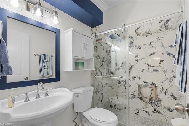 Bathroom, Glass Shower, Interior, Marble Walls