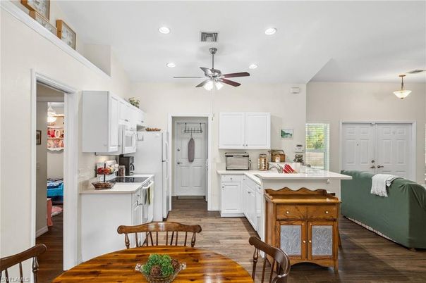 Interior, Kitchen, Pendant Lights, Recessed Lighting, Wood Texture Flooring