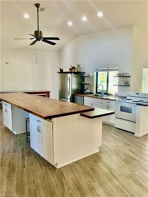 Interior, Kitchen, Recessed Lighting, Wood Texture Flooring