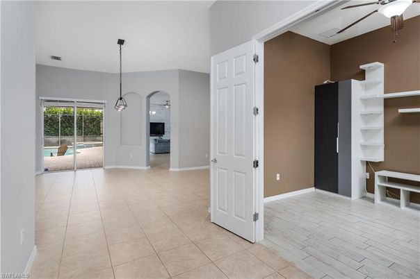 Empty room, Fireplace, Interior, Pendant Lights
