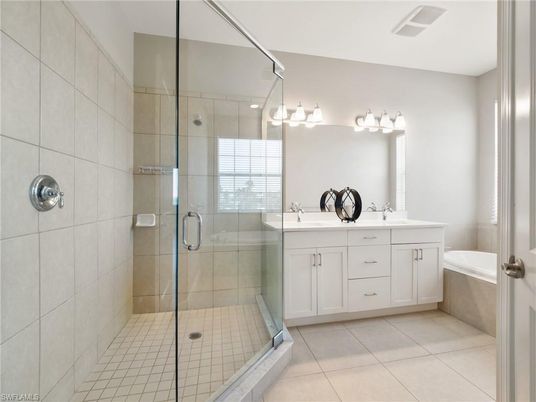 Bathroom, Dual Sink Vanities, Glass Shower, Interior