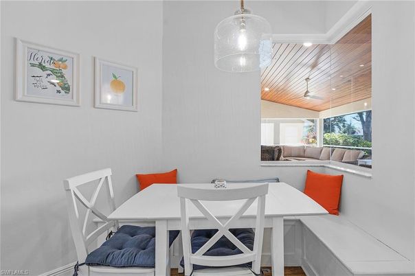 Dining room, Interior, Pendant Lights, Recessed Lighting, Wooden Ceilings, Wood Texture Flooring