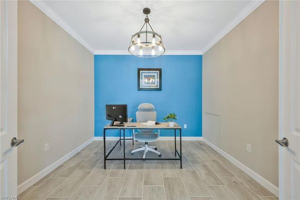 Home Office, Interior, Pendant Lights, Wood Texture Flooring