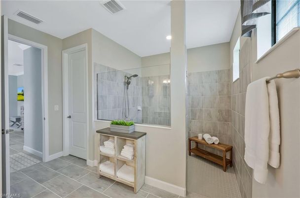 Bathroom, Glass Shower, Interior, Recessed Lighting