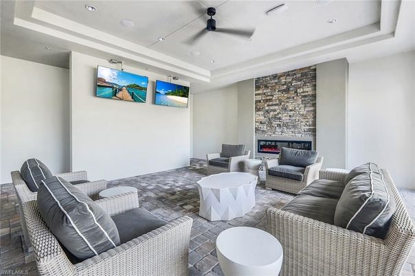 Interior, Living room, Recessed Lighting, Stone Walls