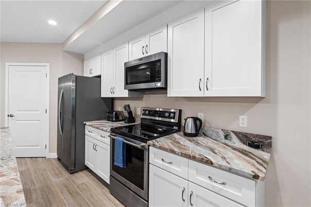 Interior, Kitchen, Recessed Lighting, Wood Texture Flooring