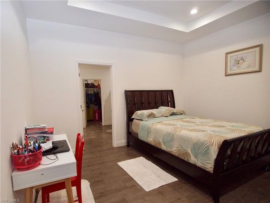 Bedroom, Home Office, Interior, Recessed Lighting, Wood Texture Flooring