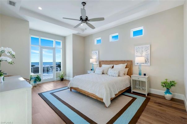 Bedroom, Interior, Recessed Lighting, Water, Wood Texture Flooring