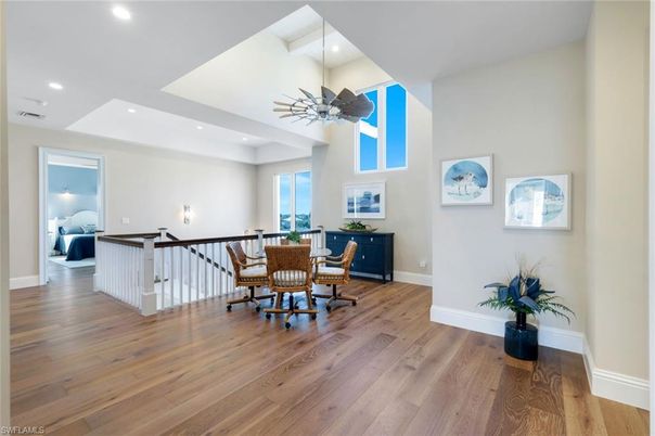 Dining room, Interior, Recessed Lighting, Wood Texture Flooring