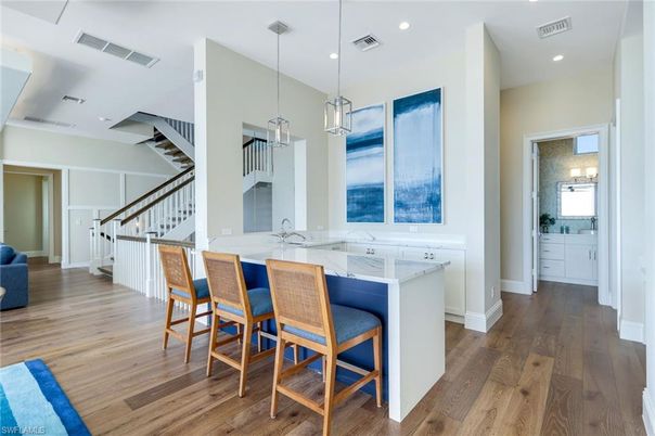 Interior, Kitchen, Pendant Lights, Recessed Lighting, Wood Texture Flooring