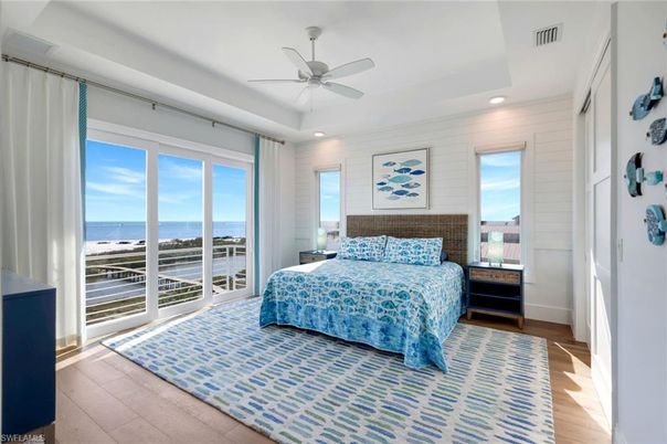 Bedroom, Interior, Recessed Lighting, Water, Wood Texture Flooring