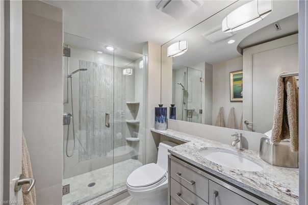 Bathroom, Glass Shower, Interior, Recessed Lighting