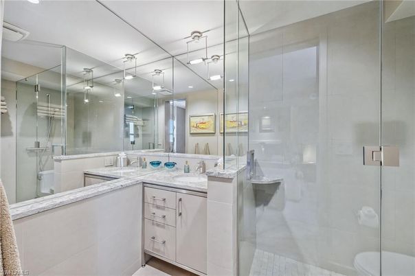 Bathroom, Glass Shower, Interior, Recessed Lighting