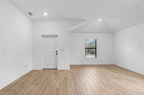 Empty room, Interior, Recessed Lighting, Wood Texture Flooring