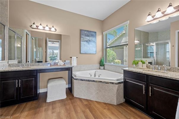 Bathroom, Dual Sink Vanities, Interior, Wood Texture Flooring