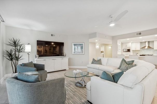 Interior, Kitchen, Living room, Recessed Lighting, Stainless Steel Appliances, Wood Texture Flooring