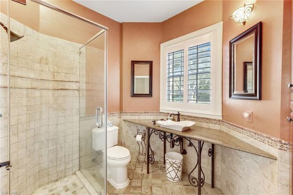 Bathroom, Glass Shower, Interior, Stone Walls