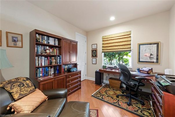 Home Office, Interior, Recessed Lighting, Wood Texture Flooring