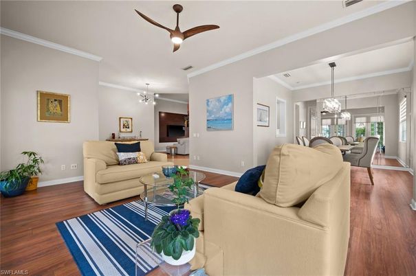 Dining room, Interior, Living room, Pendant Lights, Wood Texture Flooring
