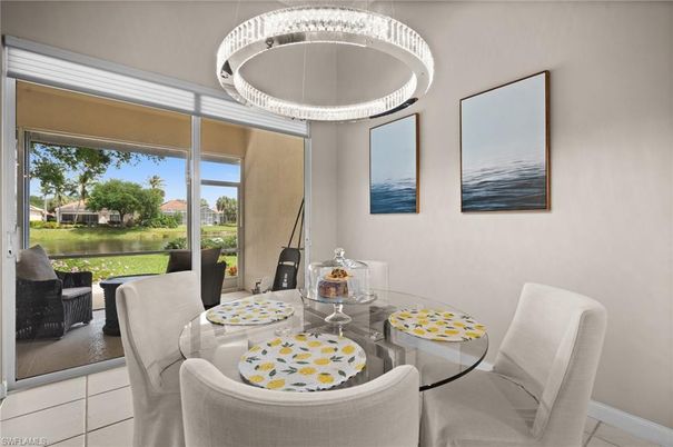 Dining room, Interior, Pendant Lights, Water