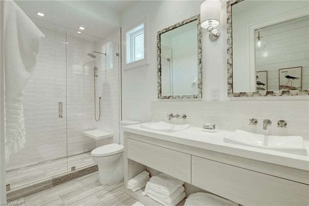 Bathroom, Dual Sink Vanities, Glass Shower, Interior, Recessed Lighting