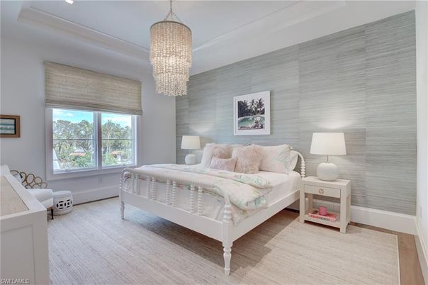 Bedroom, Chandelier, Interior, Wood Texture Flooring