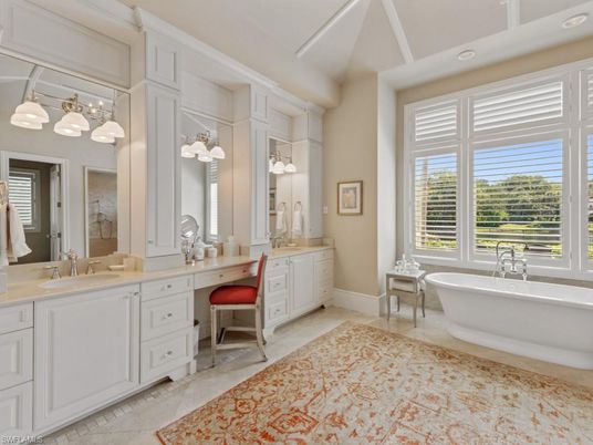Bathroom, Dual Sink Vanities, Free Standing Baths, Interior, Pendant Lights, Recessed Lighting