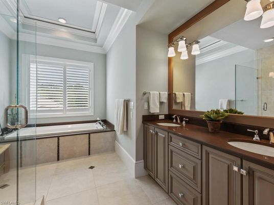 Bathroom, Dual Sink Vanities, Glass Shower, Interior, Recessed Lighting