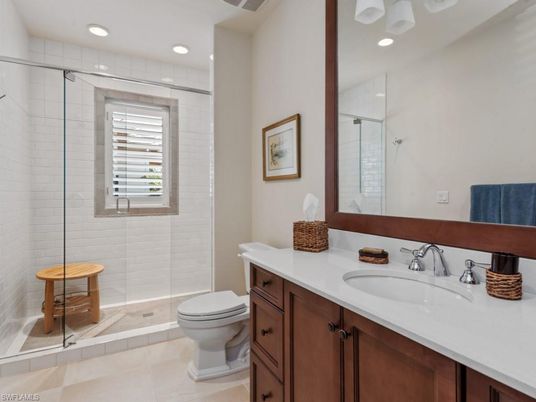 Bathroom, Glass Shower, Interior, Recessed Lighting
