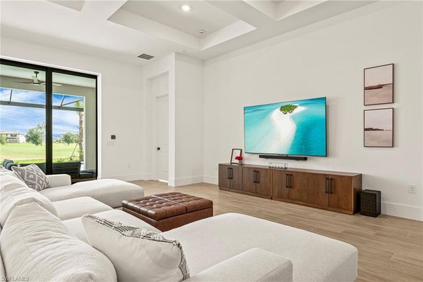 Interior, Living room, Recessed Lighting, Wood Texture Flooring