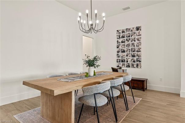 Chandelier, Dining room, Interior, Pendant Lights, Wood Texture Flooring