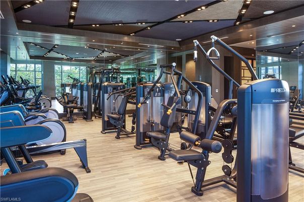 Fitness Equipment, Gym, Interior, Recessed Lighting, Wood Texture Flooring