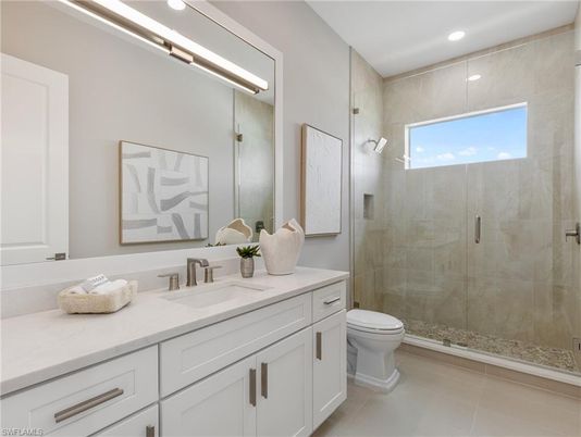 Bathroom, Dual Sink Vanities, Glass Shower, Interior, Recessed Lighting