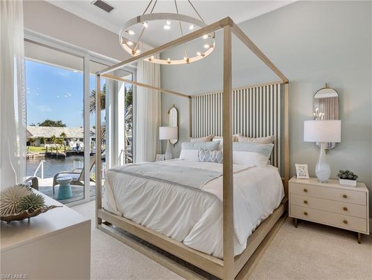 Bedroom, Interior, Pendant Lights, Water