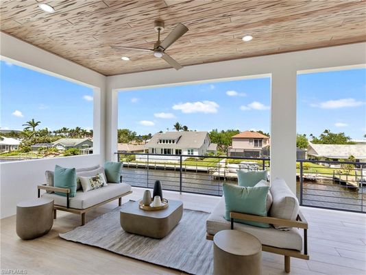 Interior, Living room, Recessed Lighting, Water, Wooden Ceilings, Wood Texture Flooring