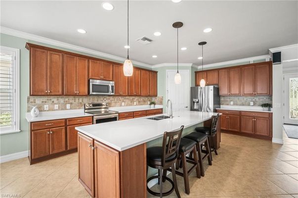 Interior, Kitchen, Pendant Lights, Recessed Lighting, Stainless Steel Appliances