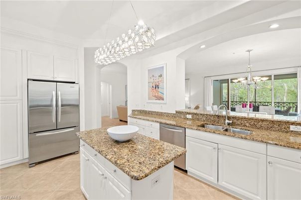 Chandelier, Interior, Kitchen, Pendant Lights, Recessed Lighting, Stainless Steel Appliances