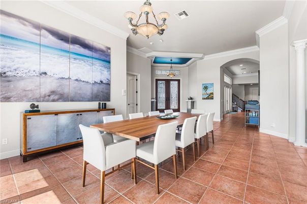 Chandelier, Dining room, Interior, Recessed Lighting