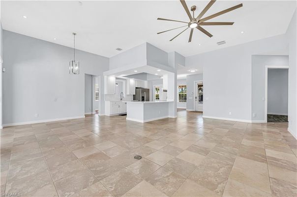 Empty room, Interior, Kitchen, Pendant Lights, Recessed Lighting