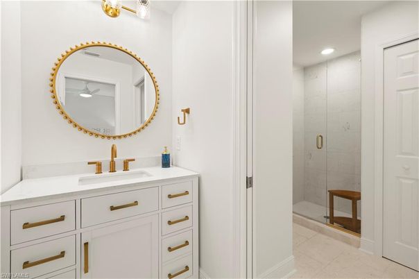Bathroom, Glass Shower, Interior, Recessed Lighting