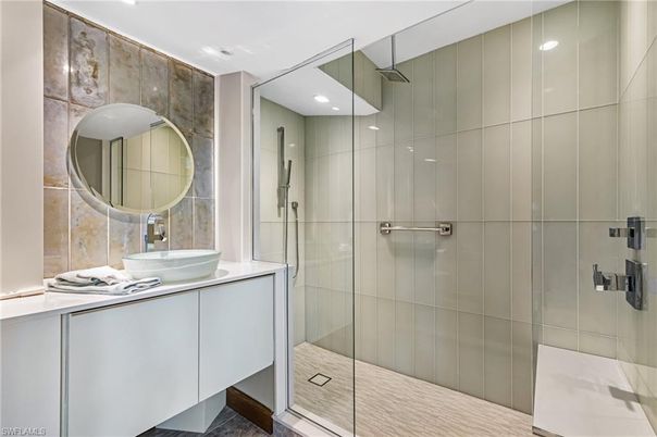 Bathroom, Glass Shower, Interior, Recessed Lighting