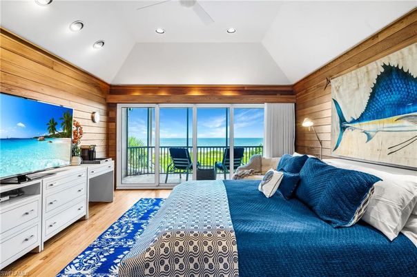 Bedroom, Interior, Recessed Lighting, Wood Texture Flooring, Wooden Walls