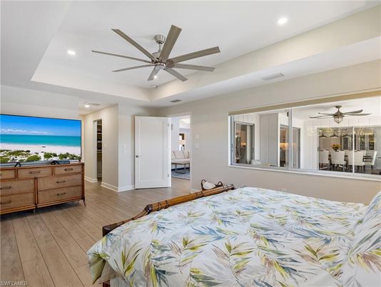 Bedroom, Dining room, Interior, Recessed Lighting, Wood Texture Flooring