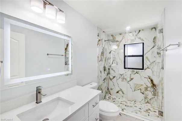 Bathroom, Glass Shower, Interior, Marble Walls