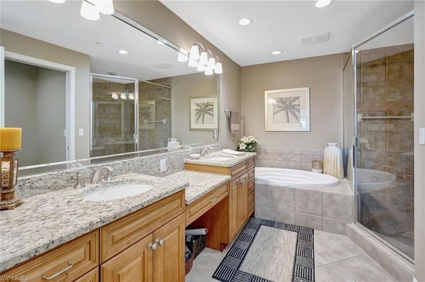 Bathroom, Dual Sink Vanities, Glass Shower, Interior, Recessed Lighting