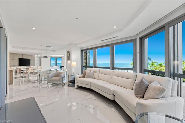Dining room, Interior, Kitchen, Living room, Marble, Pendant Lights, Recessed Lighting, Water