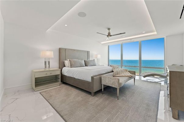 Bedroom, Interior, Marble, Recessed Lighting, Water