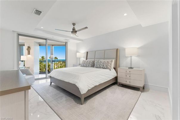 Bedroom, Interior, Marble, Recessed Lighting