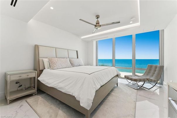 Bedroom, Interior, Marble, Recessed Lighting, Water