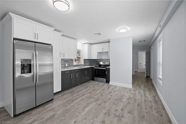 Interior, Kitchen, Stainless Steel Appliances, Wood Texture Flooring